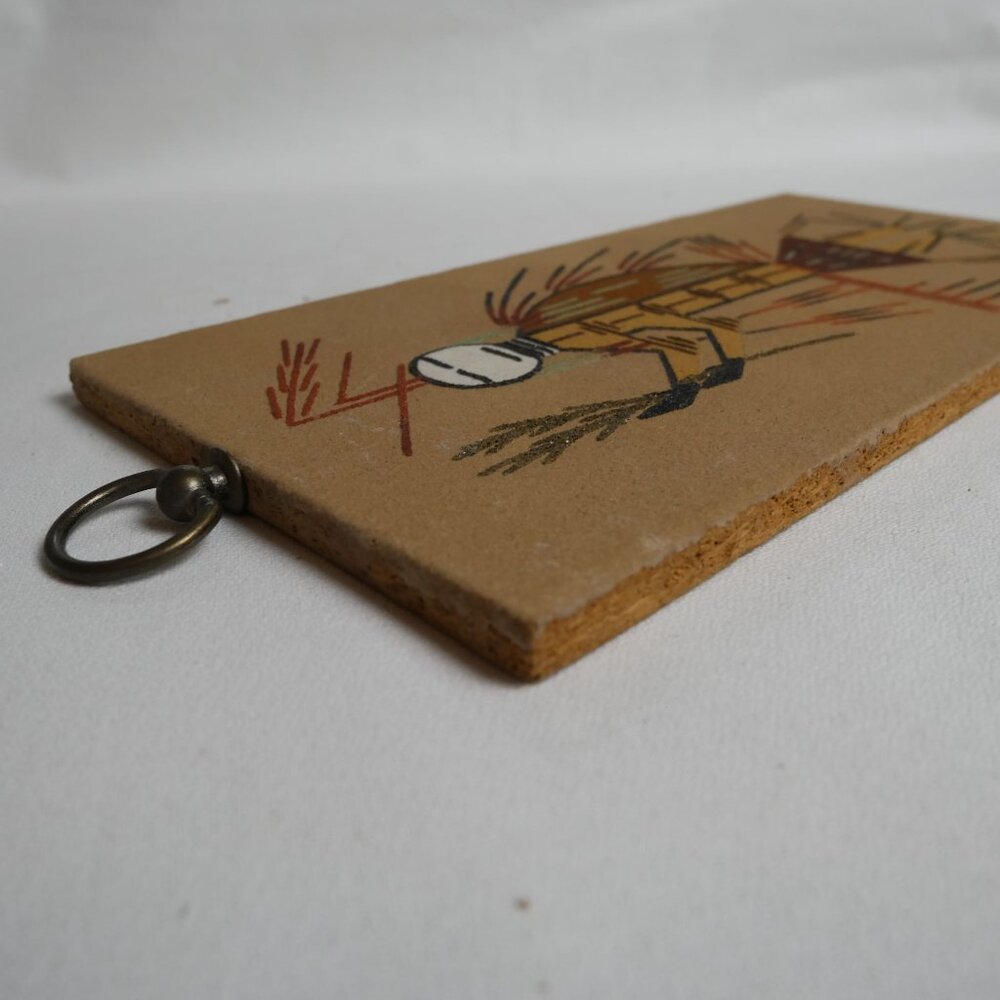 Vintage Navajo "Hunchback Medicine Man" Art With Tribal Figure Design 12" x 6"